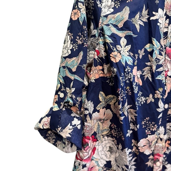 Charter Club Womens Relaxed Fit 14W 100% Cotton Flower Tropical Porint Shirt - Picture 5 of 11